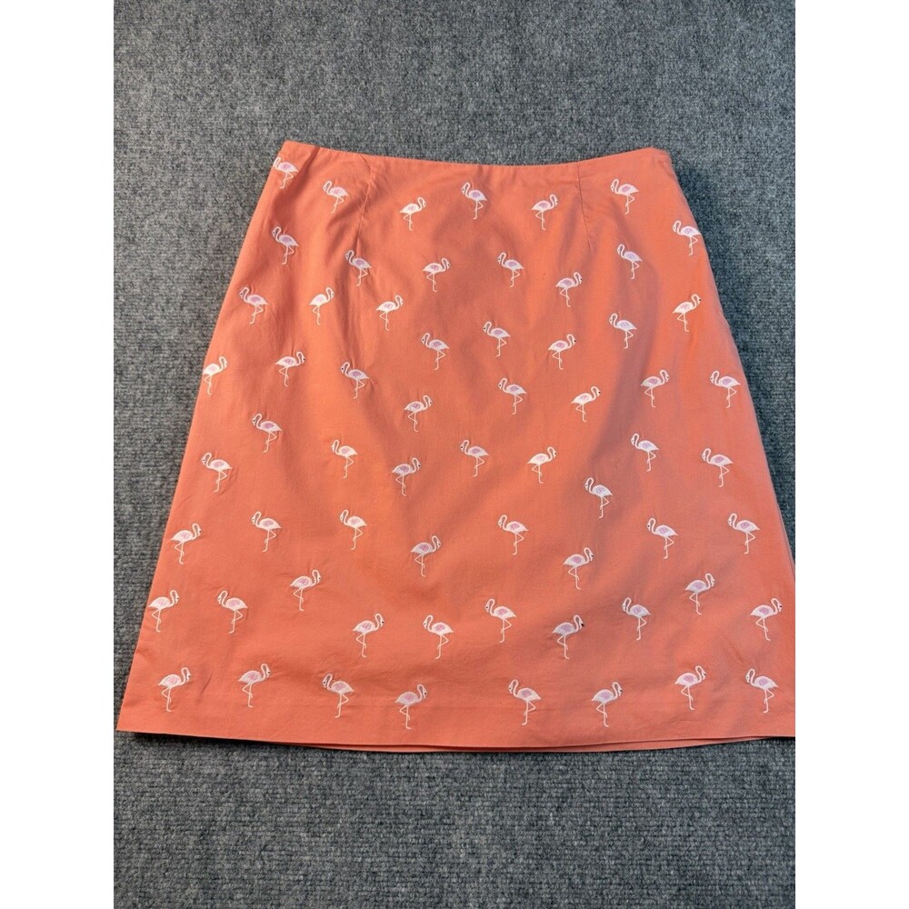 Talbots Womens Size 8 Embroidered Flamingo All Over A-Line Mini Skirt  Coral